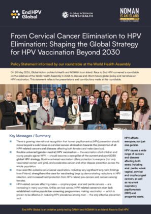 WHAHPVroundtable_COVER Cover of From Cervical Cancer Elimination to HPV Elimination: Shaping the Global Strategy
for HPV Vaccination Beyond 2030